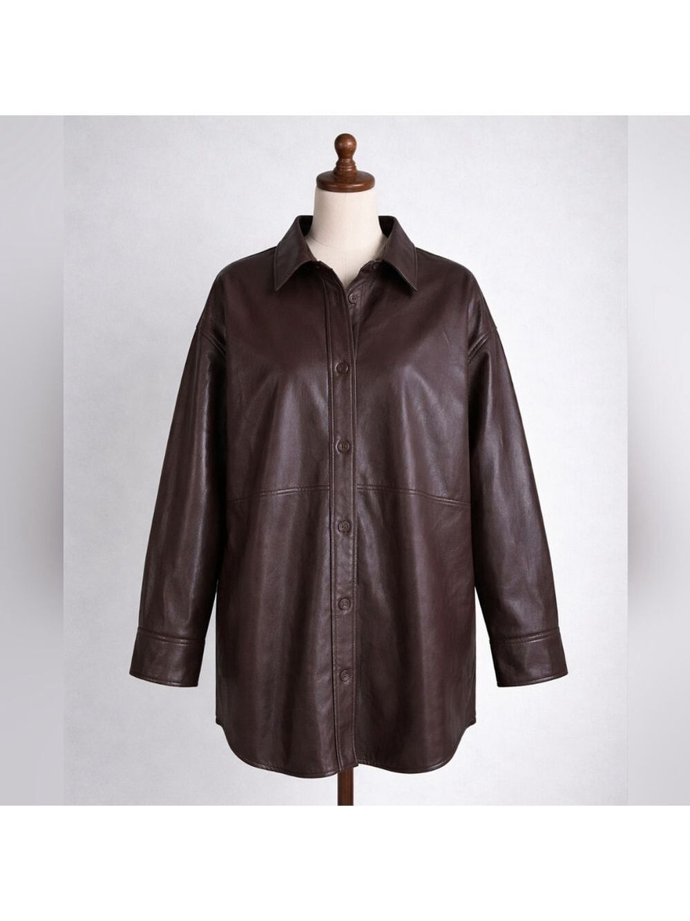 Babaton Aritzia Pelli Shirt Jacket in Coffee Bean Size Large Vegan Leather